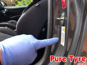 Peugeot 208 Tyre Pressure Placard Location | Pure Tyre 01603 462959